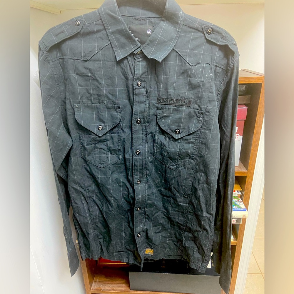 G-Star Raw Denim Button up/Zippered Long Sleeved Black  Shirt